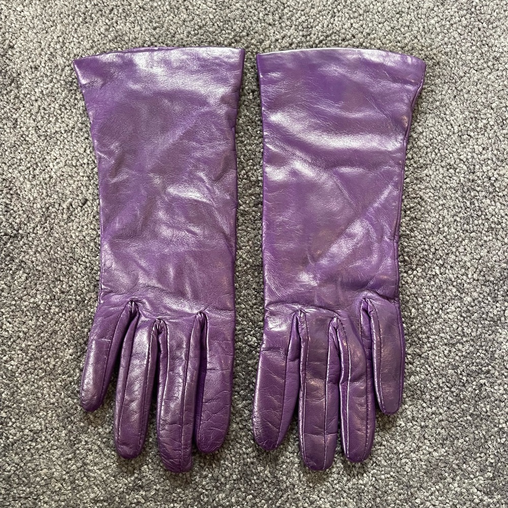 Nordstrom Shiny Purple Leather Gloves